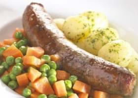 recipe image Kalfsworst met erwten en wortelen