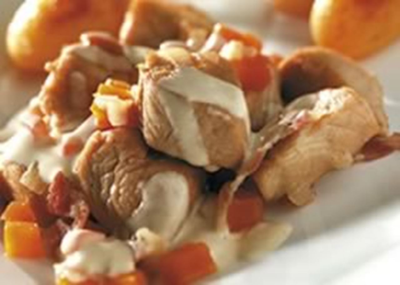 recipe image Kalkoenstoofvlees met een perenfantasie