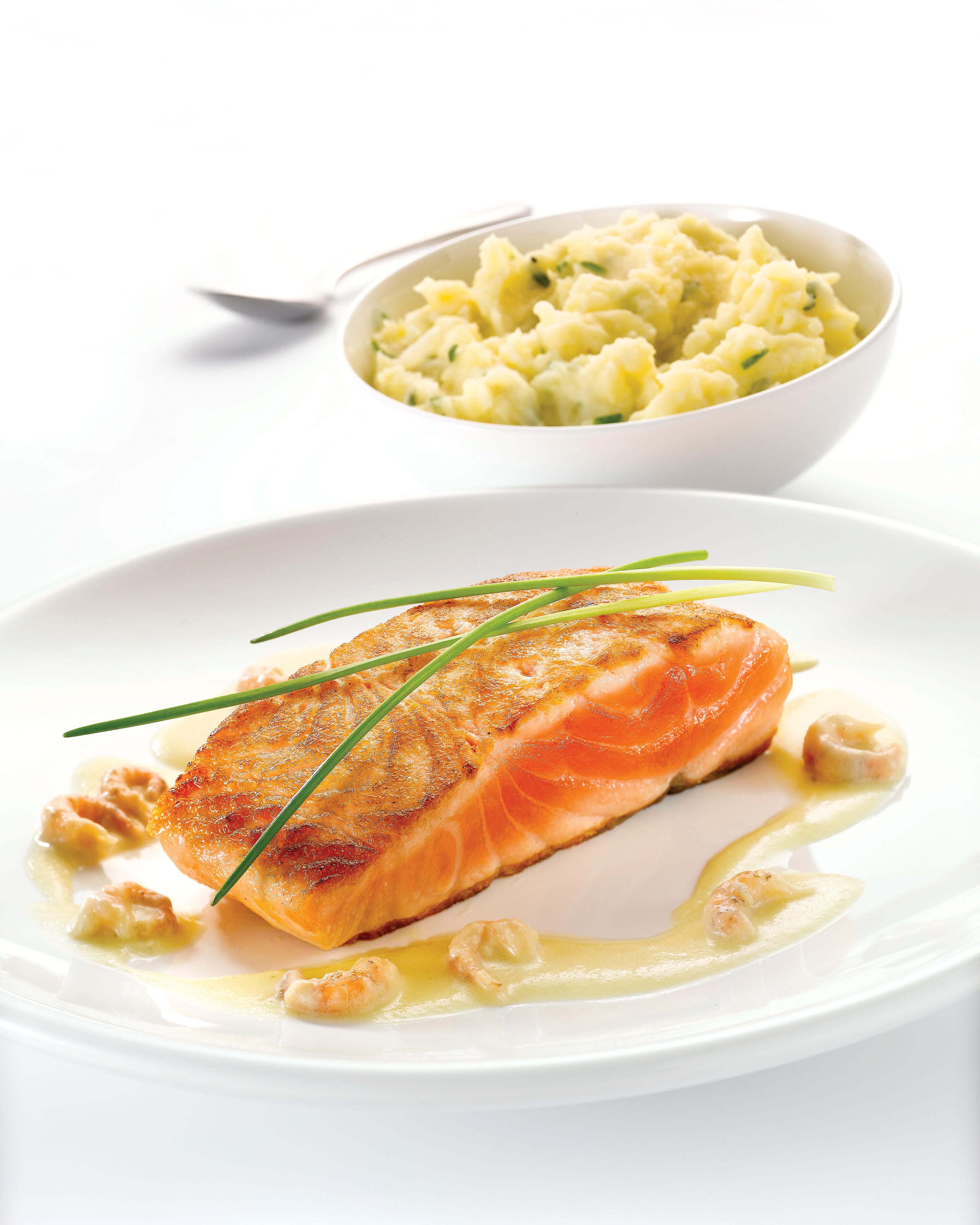 recipe image Frisse stoemp met bieslook en gebakken zalm