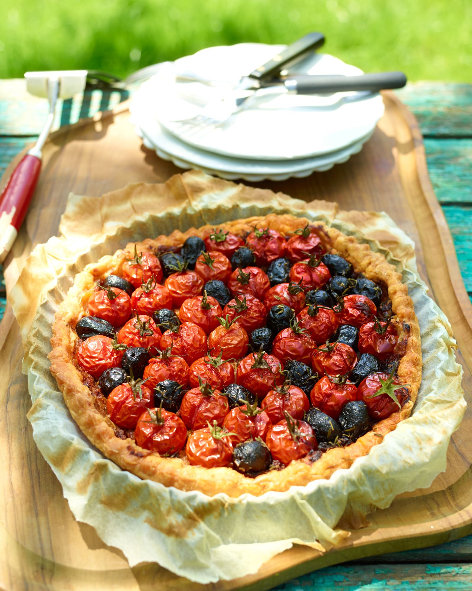 recipe image Taartje van kerstomaten en tapenade van zongedroogde tomaten