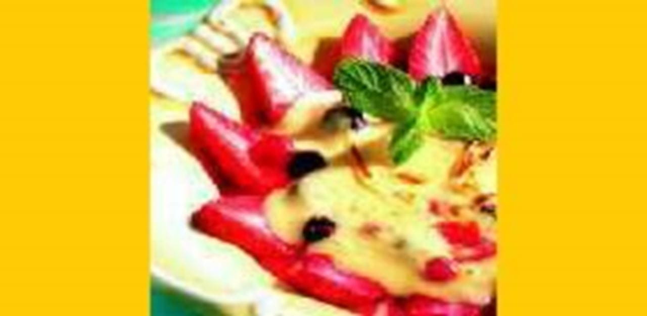 recipe image Bessengratin met munt en aardbeien