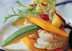 recipe image Salade van scampi's met pompoen en yoghurtdressing