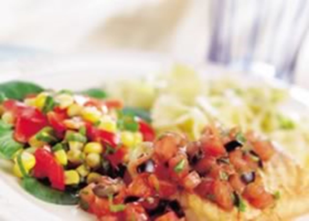 recipe image Gebakken kabeljauw met tomatensaus