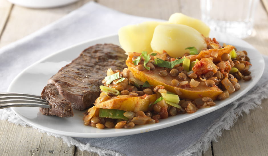 recipe image Stoofpotje van kweepeer en linzen