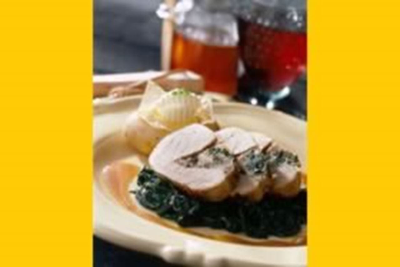 recipe image Varkenshaasje gevuld met spinazie, honing en oesterzwammen in trappistennat