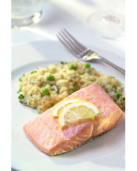 recipe image Zalm op een bedje van risotto met citroen en kruiden