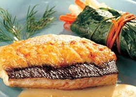 recipe image Gegratineerde zeebaars met Emmental Grand Cru