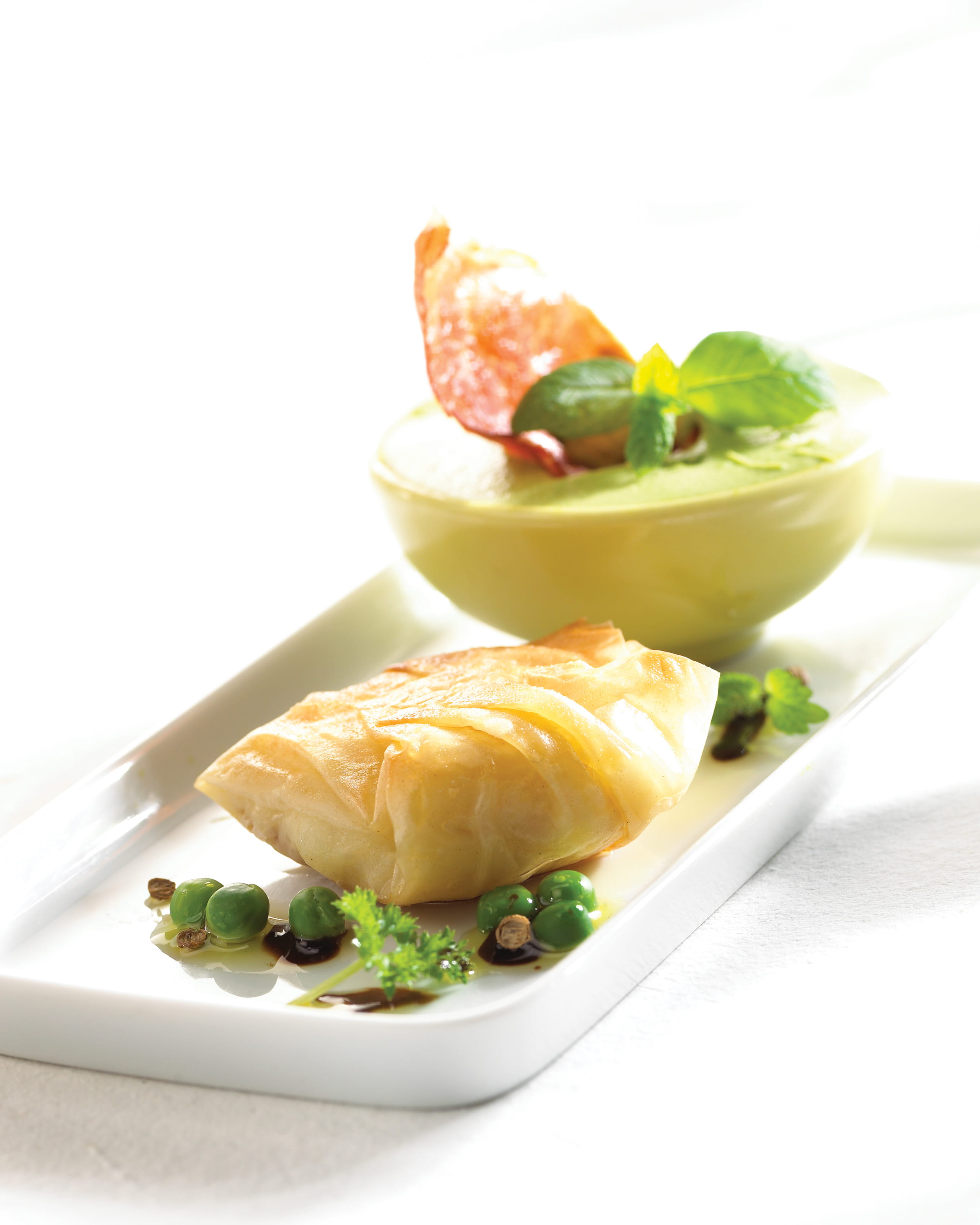 recipe image Buideltje van mozzarella met erwtjespuree