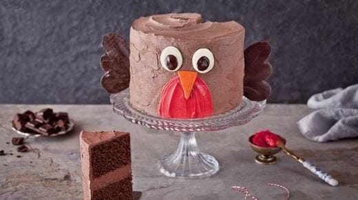 recipe image Chocoladecake met vogel decoratie