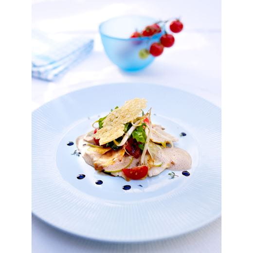 recipe image Kalkoenfilet met limoen, raketsla en sojascheuten