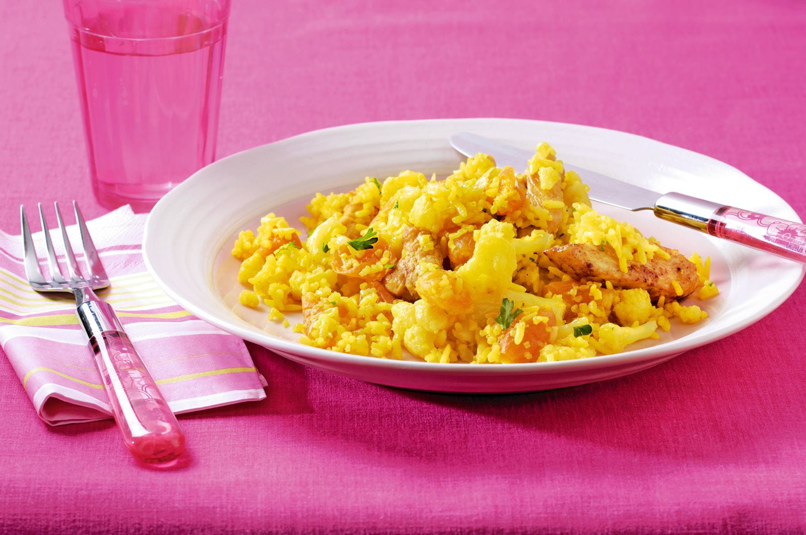 recipe image Rijst uit de oven met bloemkool en kip